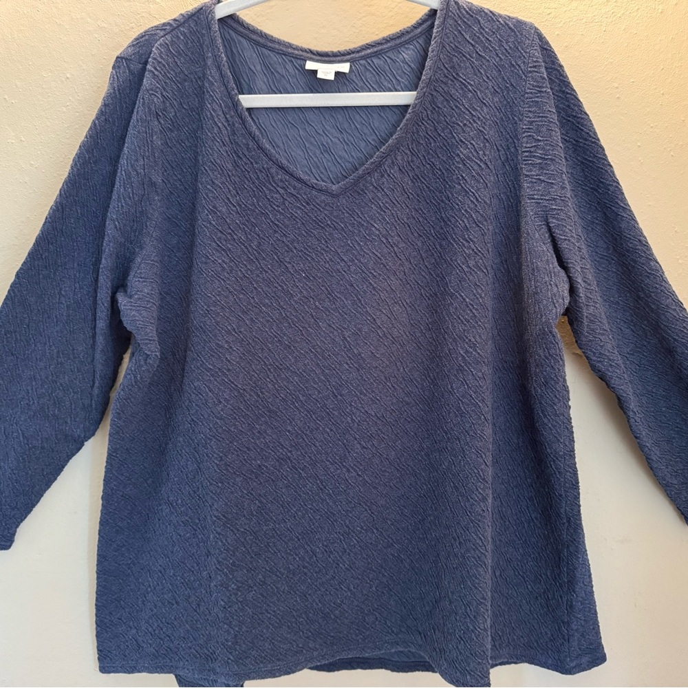 Pure Jill Women's Denim Blue V-Neck Top